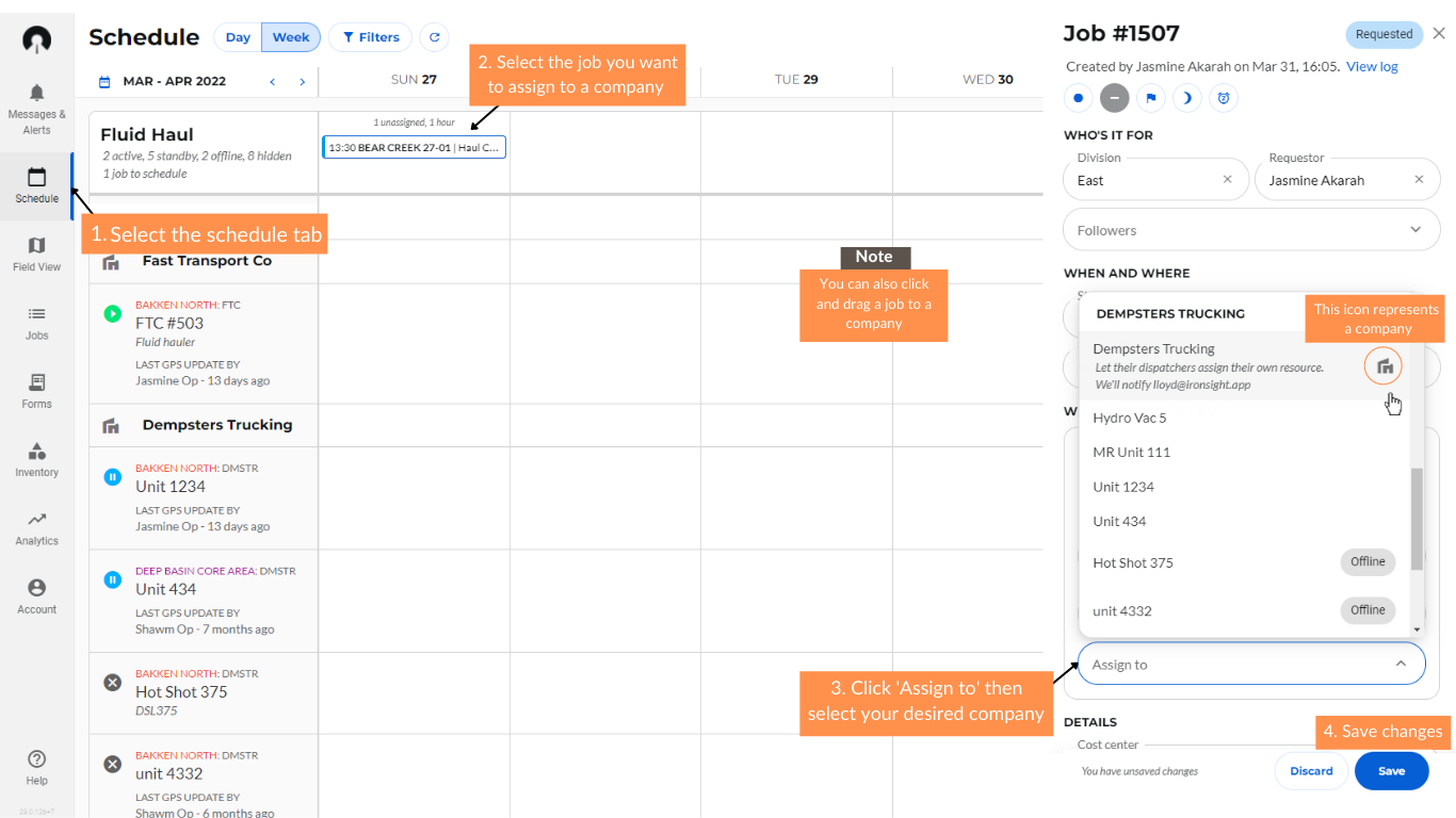 How to Assign (Dispatch) a Job to a Company